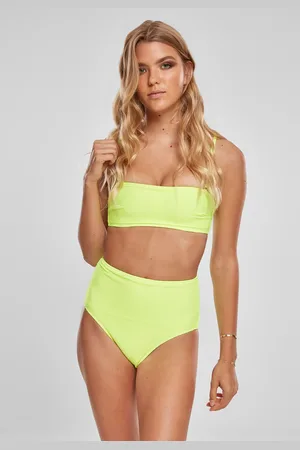 Urban classics Dámské bikiny bandeau s vysokým pasem elektrické limetky