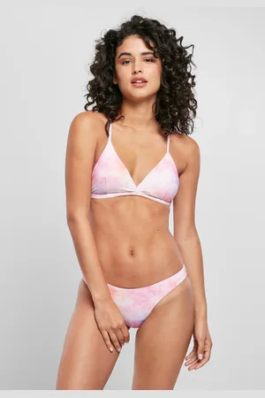 Urban classics Dámské bikiny s kravatou Dye Triangle Back růžové vícebarevné