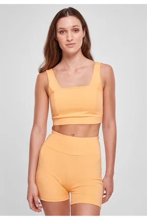 Urban classics Dámská recyklovaná čtvercová sportovní podprsenka paleorange