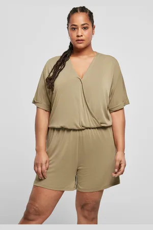 Urban classics Dámský krátký modální overal v khaki barvě