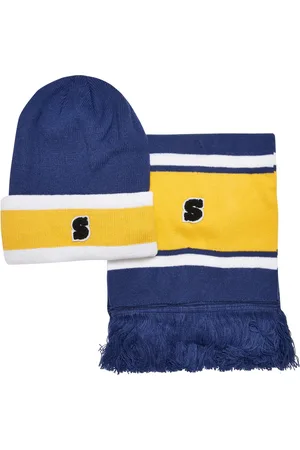 Urban classics Balíček College Team Beanie a šátek spaceblue/californiayellow/wht