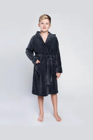 Italian Fashion Chlapecký župan s dlouhým rukávem Mimas - grafit