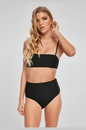 Urban classics Dámské bikiny Bandeau s vysokým pasem černé