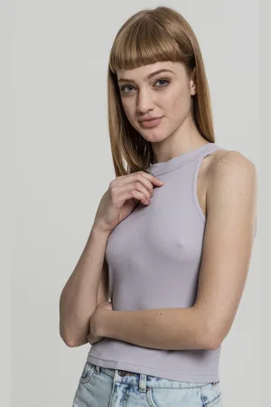 Urban classics Dámský rolák Cropped Top šedý