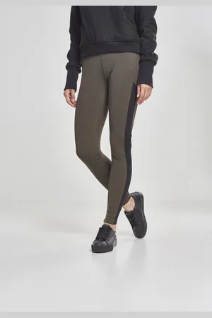 Urban classics Dámské žakárové camo pruhované legíny darkolive/blackcamo