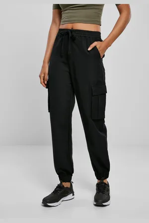 Urban classics Dámské viskózové kalhoty Twill Cargo černé