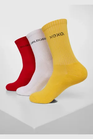 Urban classics Nápis Ponožky 3-Pack žlutá/červená/bílá