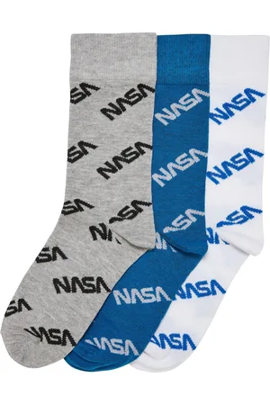 Mister Tee Celoplošné dětské ponožky NASA, 3 balení, zářivě modrá/ /bílá