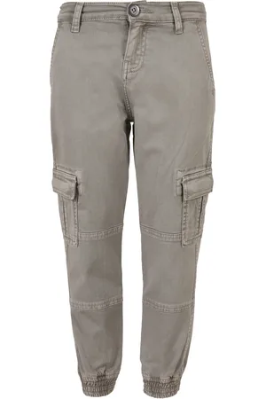 Urban classics Boys Washed Cargo Twill Jogging Kalhoty šedé