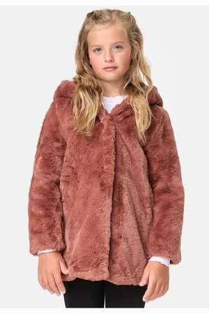 Urban classics Dívčí kabát Teddy s kapucí darkrose