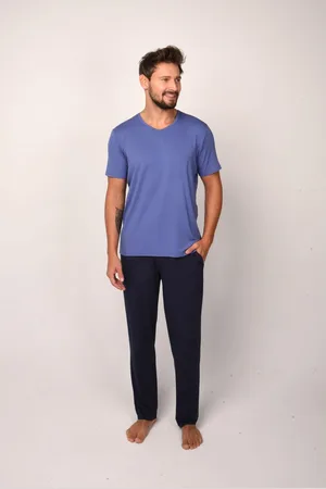 Italian Fashion Pánské pyžamo Dallas, krátký rukáv, dlouhé kalhoty - /námořnická