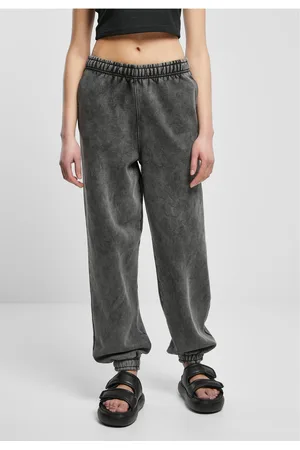 Urban classics Dámské kalhoty High Waist Stone Washed Sweat Kalhoty černé