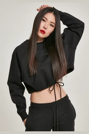 Urban classics Dámské oversized krátké raglánové Crew černé