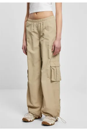 Urban classics Ladies Wide Crinkle Nylon Cargo Pants beton