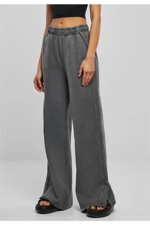 Urban classics Dámské kalhoty Heavy Terry Garment Dye Slit Pants darkshadow