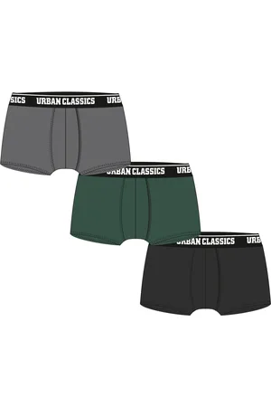 Urban classics Boxerky 3-balení šedé+tmavězelené+černé