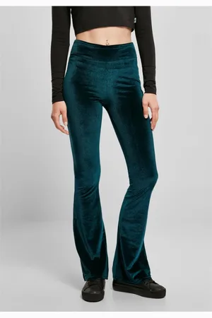 Urban classics Dámské legíny ve střihu Velvet Boot s vysokým pasem v šedozelené barvě