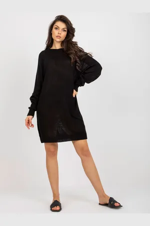 BADU Černé letní pletené oversize šaty