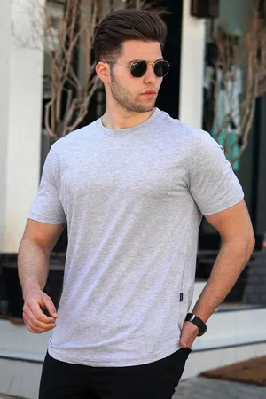 MADMEXT Pánské slim fit tričko 4951 šedé