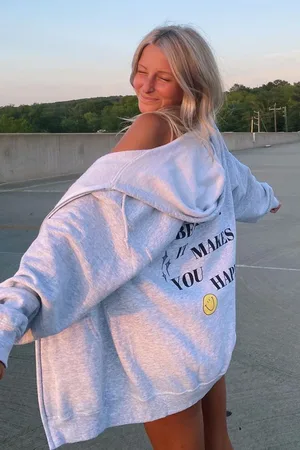 MADMEXT Mad Girls Carmelange Hooded Back Printed Sweatshirt