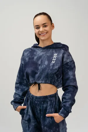 Nebbia Tmavě dámská vzorovaná mikina s kapucí Re-fresh Women’s Crop Hoodie