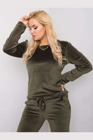 RELEVANCE Velurová sada khaki plus velikosti