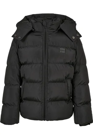 Urban classics Chlapecká bunda Puffer s kapucí černá