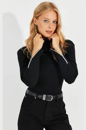 COOL Dámské Černé rukávy Košilka na zip Rybářská halenka