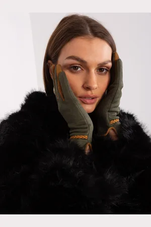 Wool Fashion Italia Khaki hladké dámské rukavice