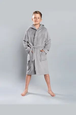 Italian Fashion Chlapecký župan s dlouhým rukávem Mimas - šedý