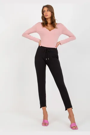 Fashionhunters Černé dámské basic tepláky s kapsami