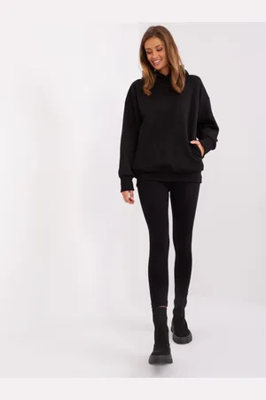 RELEVANCE Černý ležérní set s oversize mikinou s kapucí