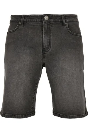 Urban classics Džínové kraťasy Relaxed Fit v pravé černé seprané
