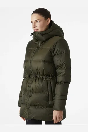 Helly Hansen Khaki dámská zimní prošívaná péřová bunda W ESSENCE - Dámské