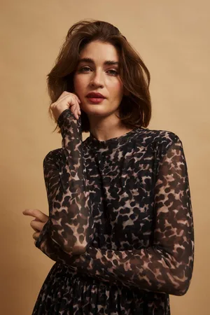 MOODO Midi šaty s leopardím vzorem