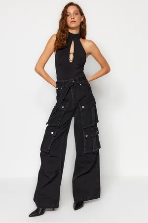 Trendyol Džíny X Sagaza Studio Anthracite Cargo Pocket