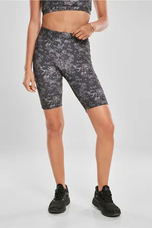 Urban classics Dámské kraťasy High Waist Camo Tech Cycle Shorts tmavé digitální maskování
