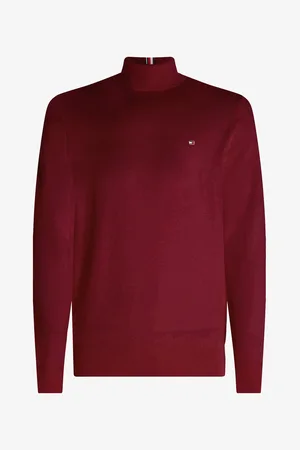 Tommy Hilfiger Vínový pánský rolák s příměsí kašmíru - Pánské