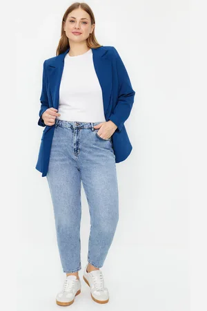 Trendyol Curve světle modré džíny s vysokým pasem ve stylu mom jeans