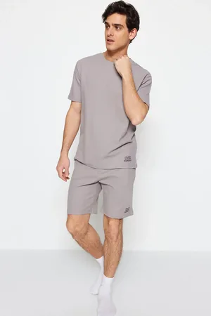 Trendyol Gray Regular Fit Knitted Pajama Set with Shorts
