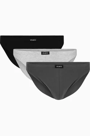 ATLANTIC Pánské bavlněné slipy Mini 3Pack - černá, šedá melanž, grafit