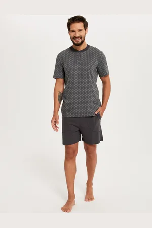 Italian Fashion Pánské pyžamo Balmer, krátký rukáv, krátké nohavice - potisk/grafit