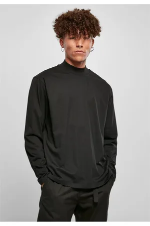 Urban classics Heavy Boxy Mock Neck Neck s dlouhým rukávem černý