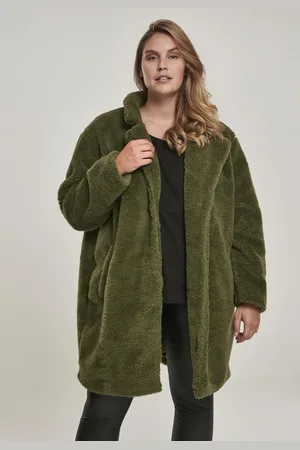 Urban classics Dámský oversized Sherpa Coat olivový