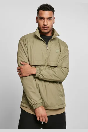 Urban classics Stand Up Collar Pull Over Jacket khaki