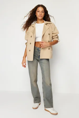 Trendyol Béžový oversized široký trenčkot