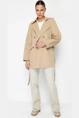 Trendyol Beige Oversize trenčkot širokého střihu