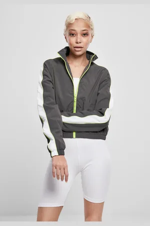 Urban classics Dámská bunda s krátkými pruhy darkshadow/electriclime