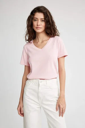 DeFacto Slim Fit Tričko s krátkým rukávem a výstřihem do V