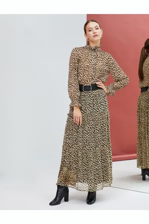 Koton Maxi šifónová sukně s leopardím vzorem, volánky a podšívkou.